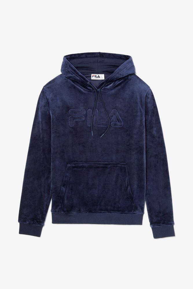 Fila Asher Velour Hoodie 410 Peacoat | DYNS61940