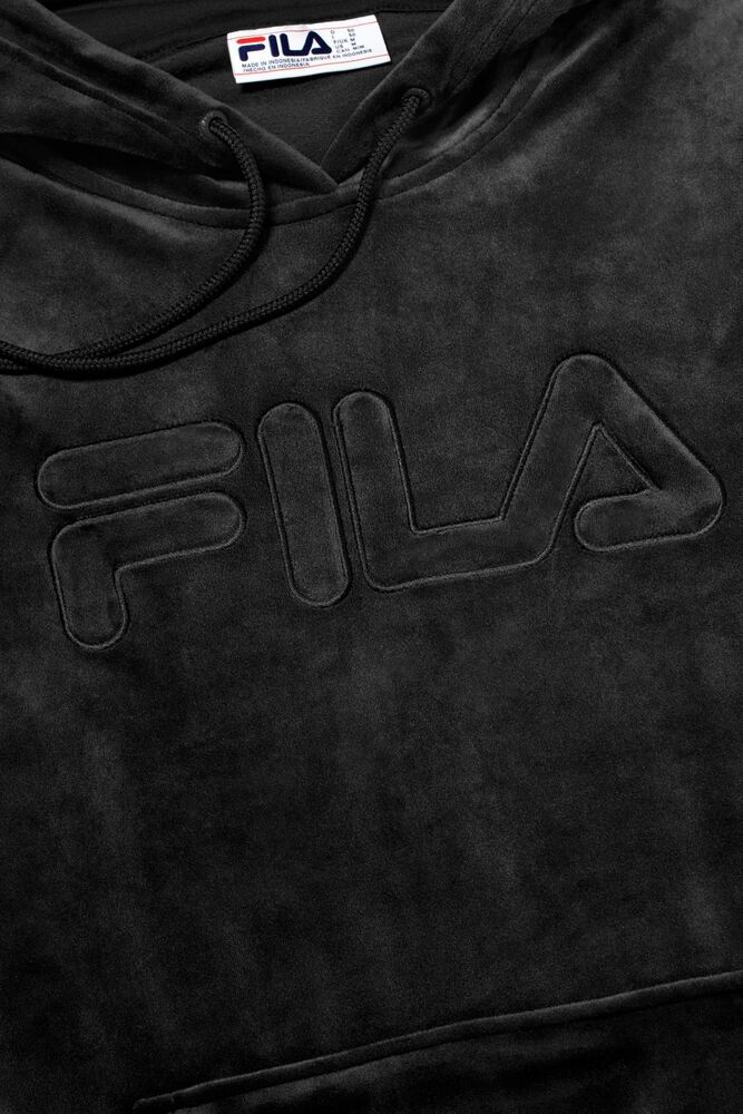 Fila Asher Velour Hoodie Negras | YZWL69073