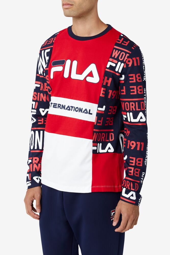 Fila Avide Long Sleeve Tee Rojas Blancas | JFTD63028