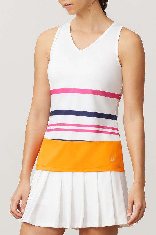 Fila Awning Full Coverage Tank Wht/Wht/Orpl | TMJA61940