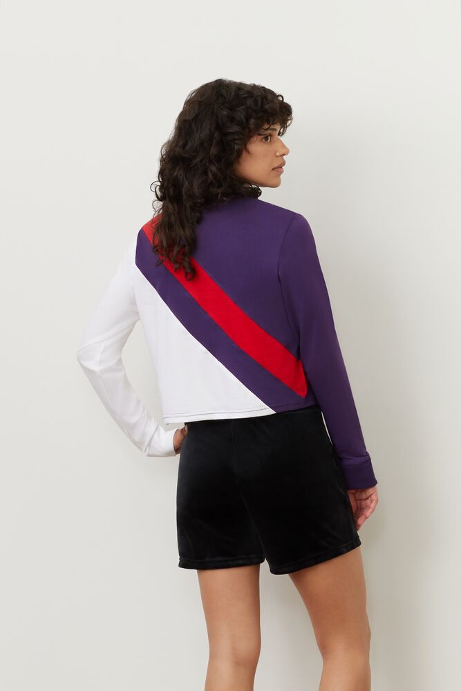 Fila Ayeka Long Sleeve Crop Tee Cjwl/Wht/Cred | KPBU80195