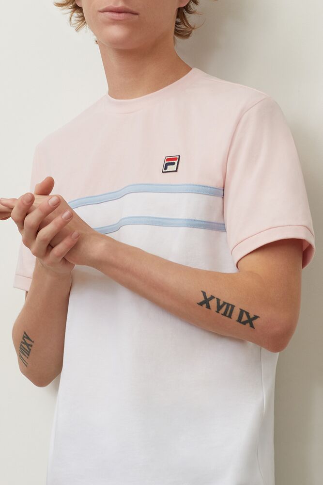 Fila Baldi Tee Pkch/Wht/Cblu | VHKO41723