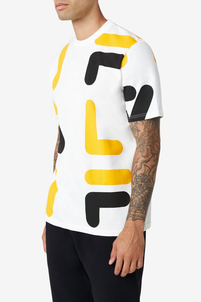 Fila Bennet Tee Blancas Amarillo Negras | RBMP61048