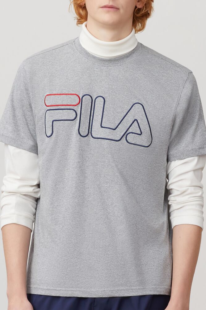 Fila Borough Tee Gris Azul Marino Rojas | VDIU72930