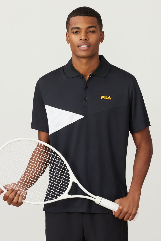 Fila Break Point Polo Negras Blancas Amarillo | KPMI50497