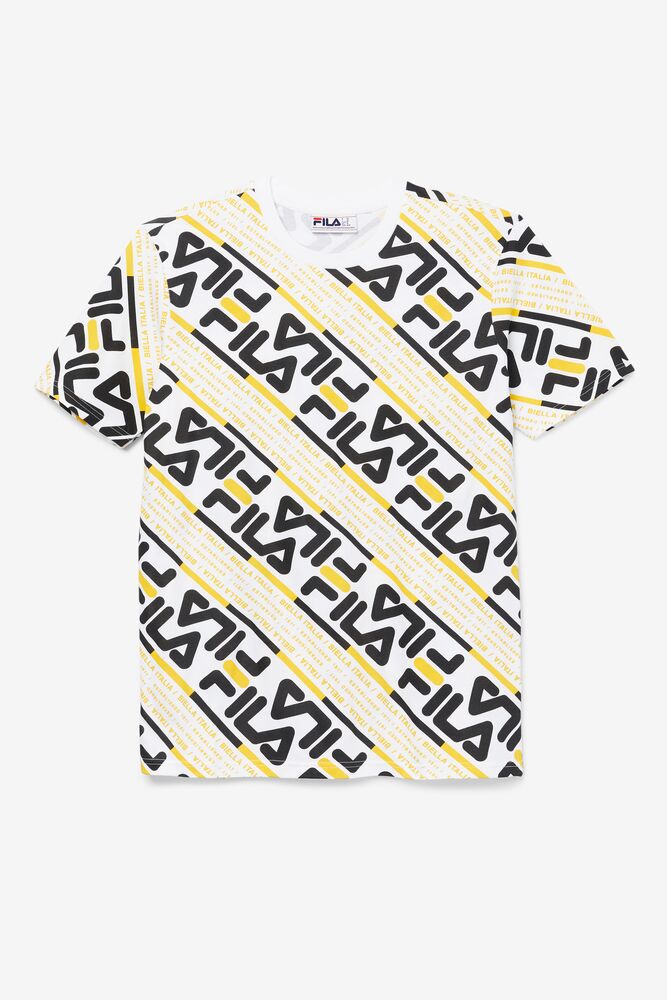 Fila Calvin Tee Blancas Negras Amarillo | AZLT15483