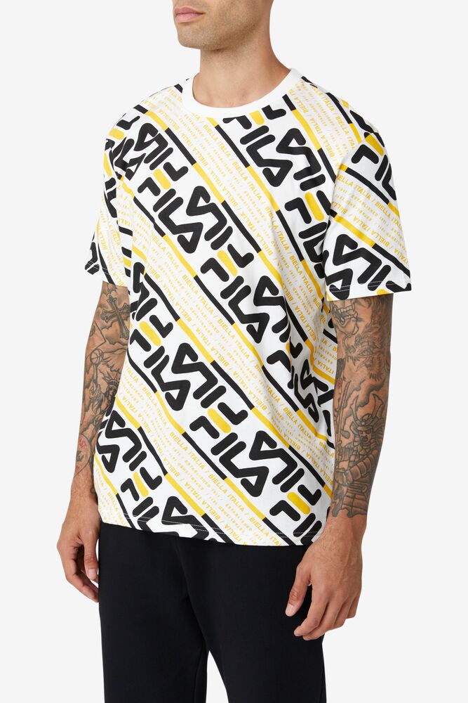 Fila Calvin Tee Blancas Negras Amarillo | AVRQ75938