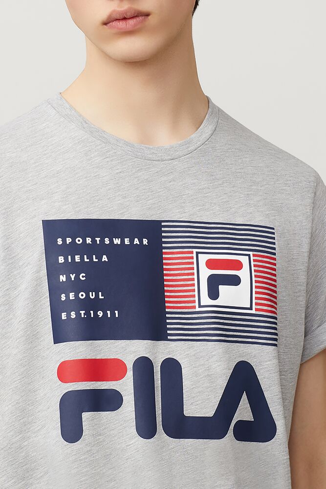 Fila Celso Graphic Tee Greyheather | YZOU52043