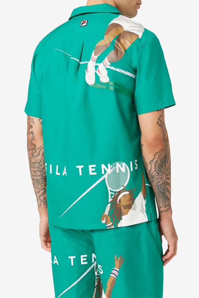 Fila Chamberlin Seersucker Shirt Verde | PESA29786