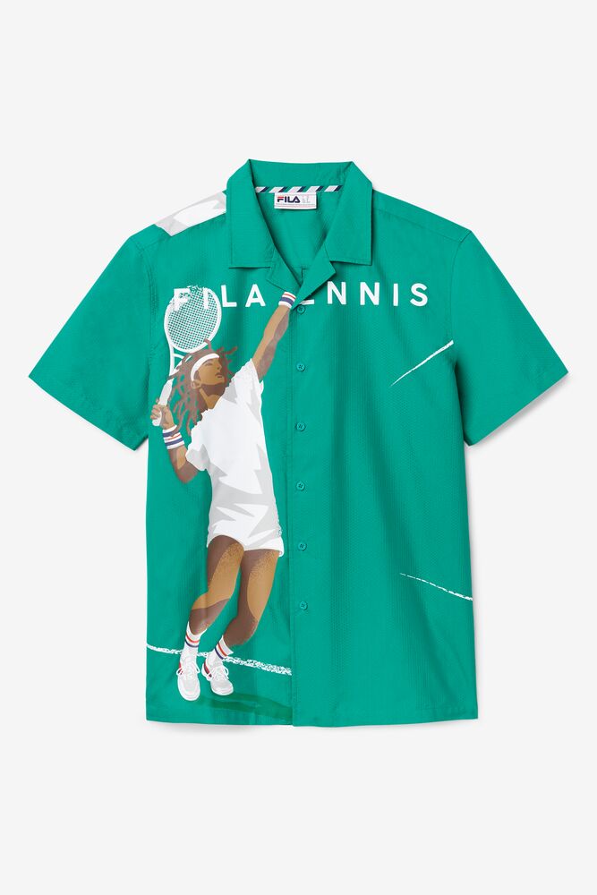 Fila Chamberlin Seersucker Shirt Verde | PESA29786