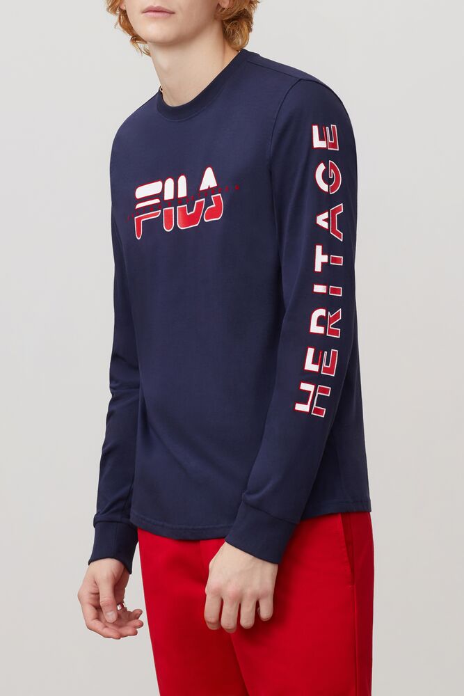 Fila Christophe Long Sleeve Tee Peac/Cred/Wht | TQSA65473