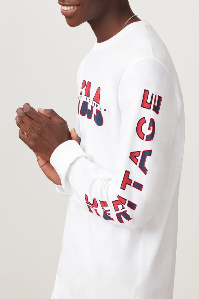 Fila Christophe Long Sleeve Tee Wht/Peac/Cred | YAZS52736