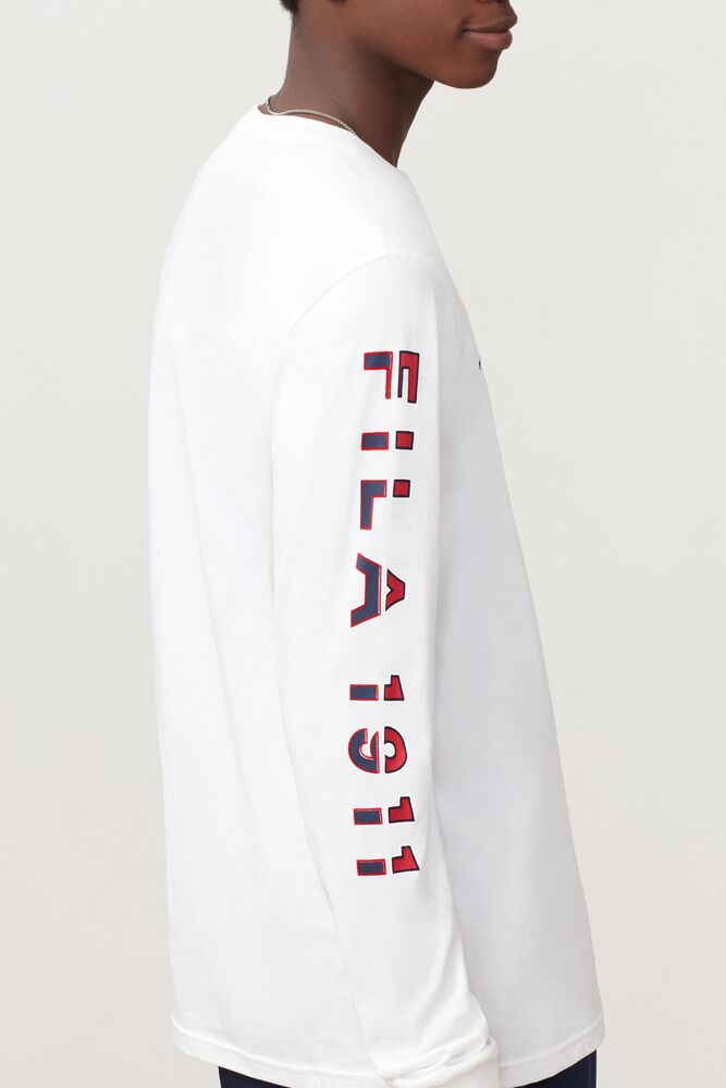 Fila Christophe Long Sleeve Tee Wht/Peac/Cred | RVJO56089