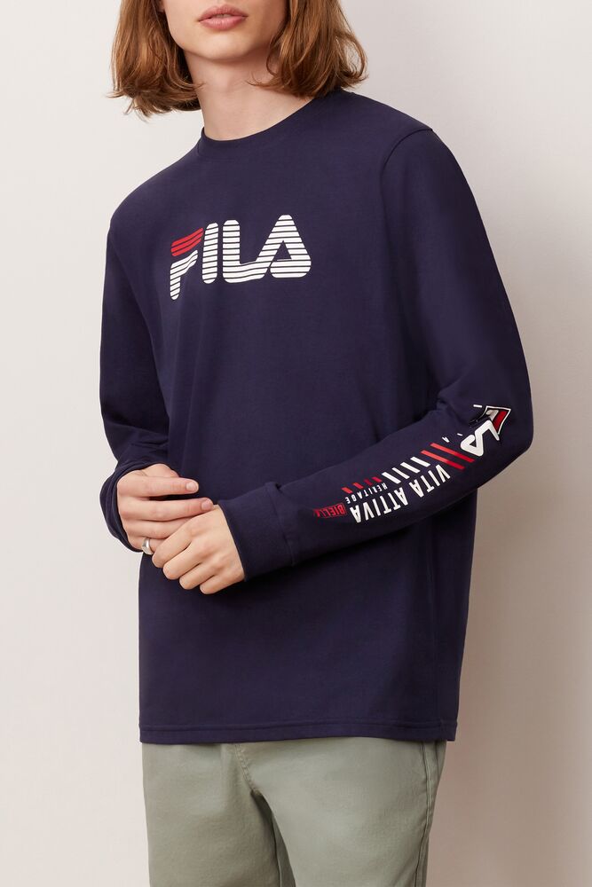 Fila Collinson Long Sleeve Tee Peac/Cred/Wht | FDOH59402