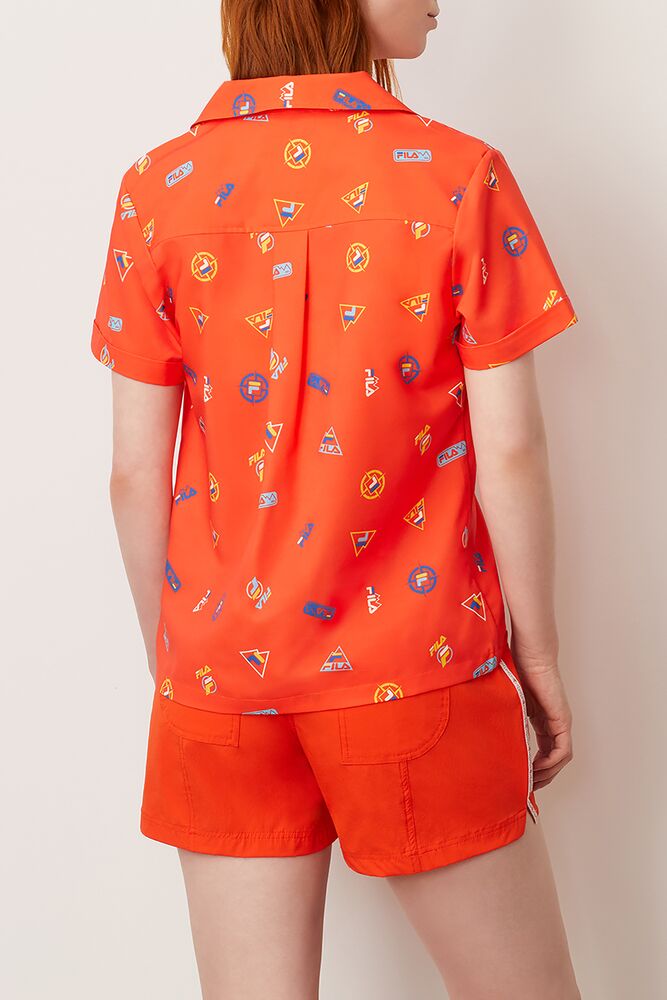 Fila Confetti Cabana Shirt Tangerinetango | YSCU87403