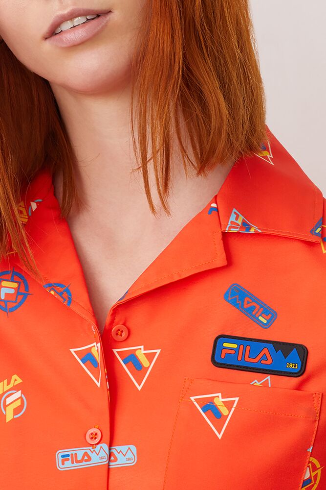 Fila Confetti Cabana Shirt Tangerinetango | YSCU87403