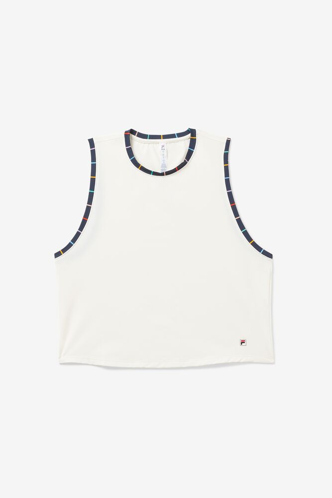 Fila Cross Court Cropped Tank Blancas Indigo | AHRG12064