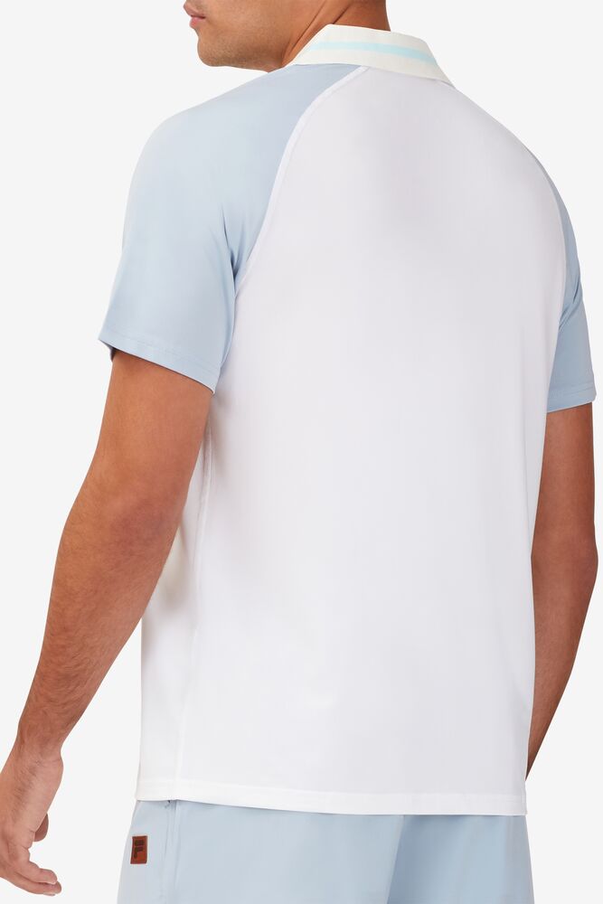 Fila Cross Court V-neck Polo Blancas Azules | QYFI65493