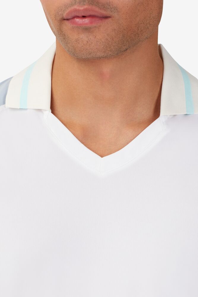 Fila Cross Court V-neck Polo Blancas Azules | QYFI65493