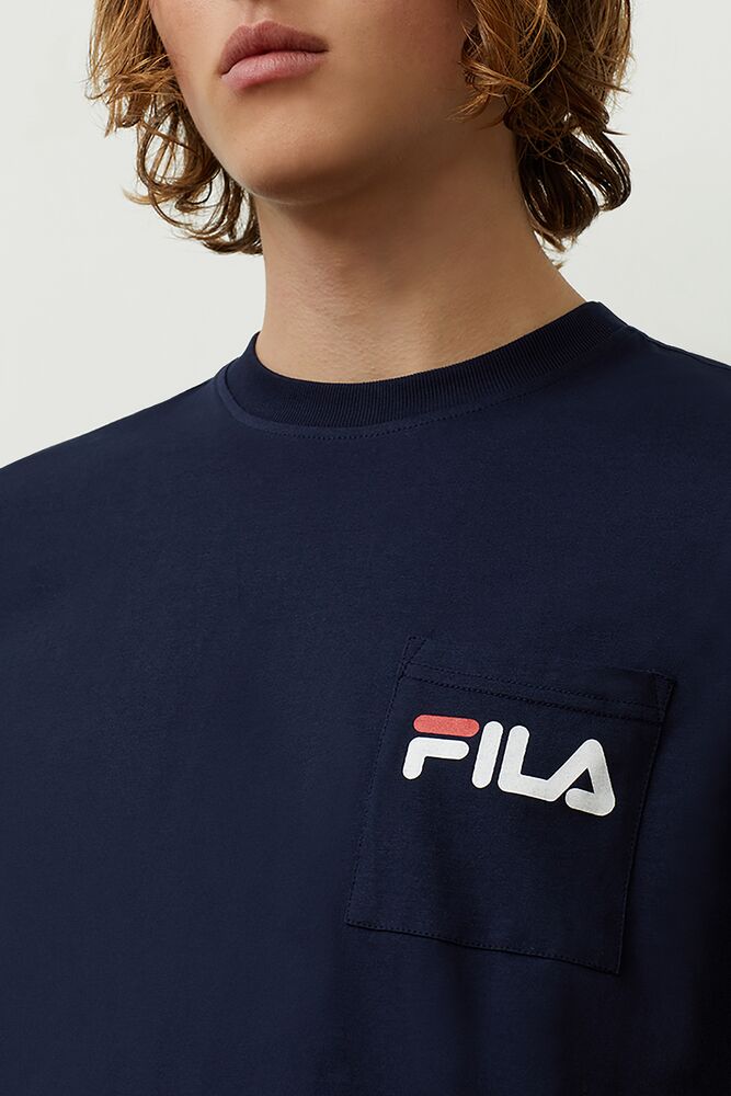 Fila Curtis Pocket Tee Peacoat | BDJI27508