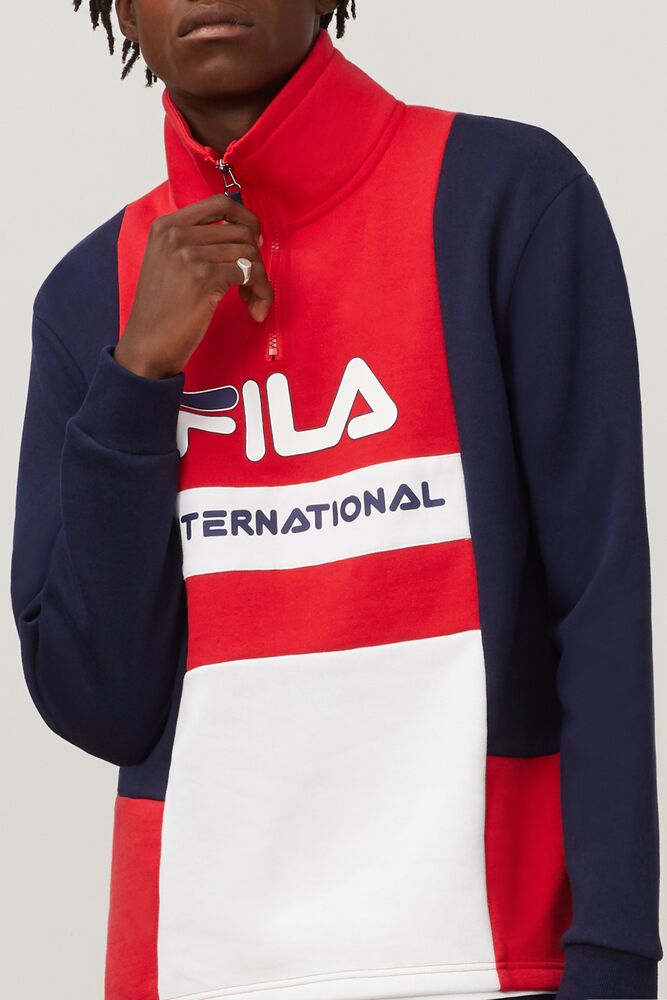 Fila Damiano Funnel Neck Sweatshirt Peac/Cred/Wht | BAYT80135