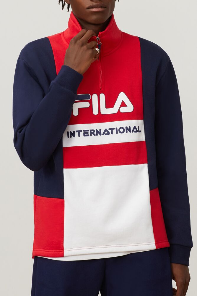 Fila Damiano Funnel Neck Sweatshirt Peac/Cred/Wht | BAYT80135