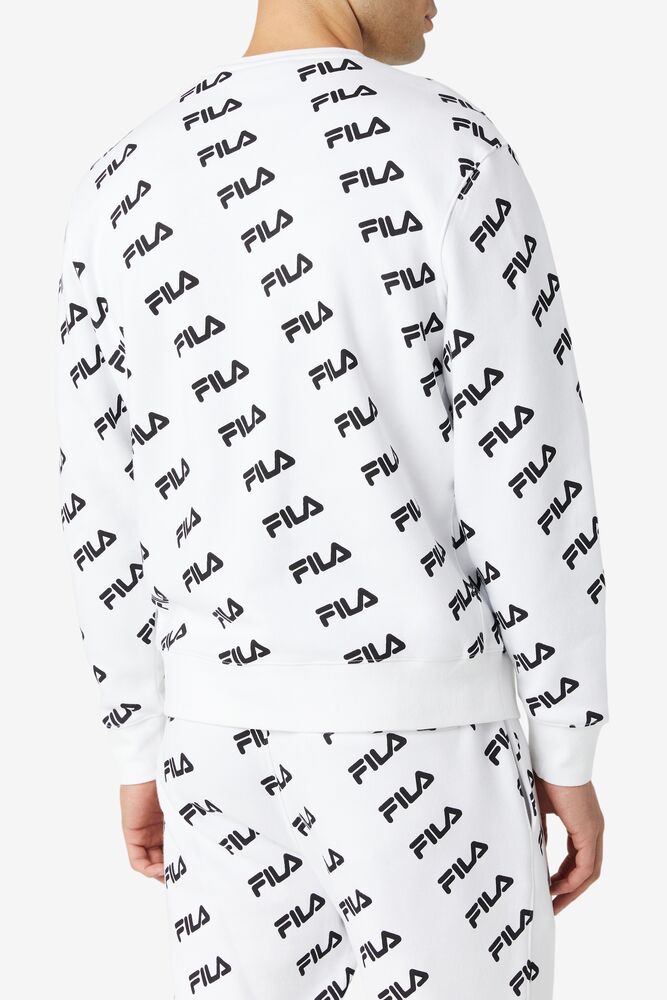 Fila Diagonal Logo Crew Blancas Negras | YDNO37902