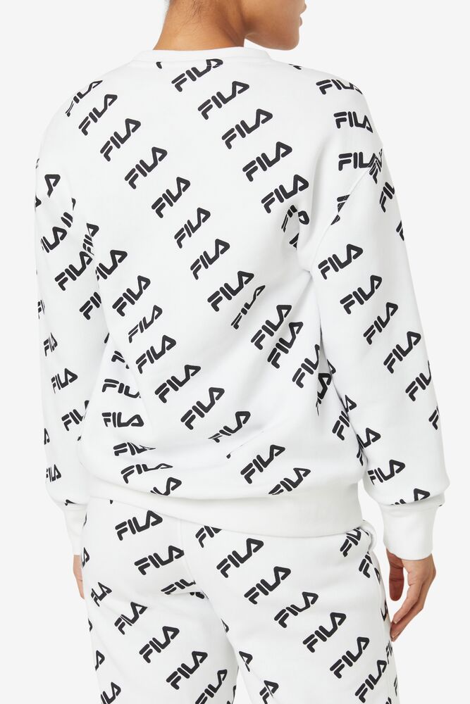 Fila Diagonal Logo Crew Blancas Negras | YDNO37902