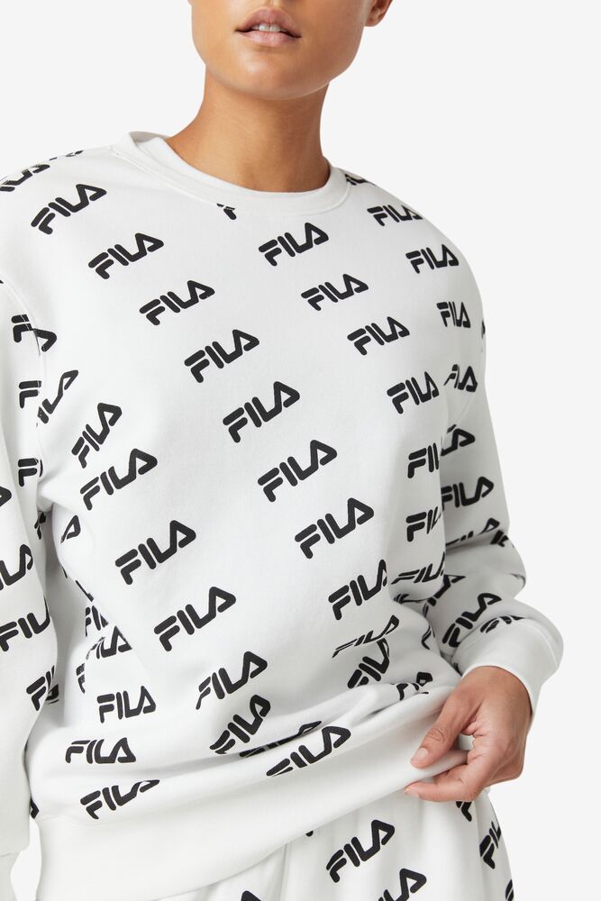 Fila Diagonal Logo Crew Blancas Negras | YDNO37902