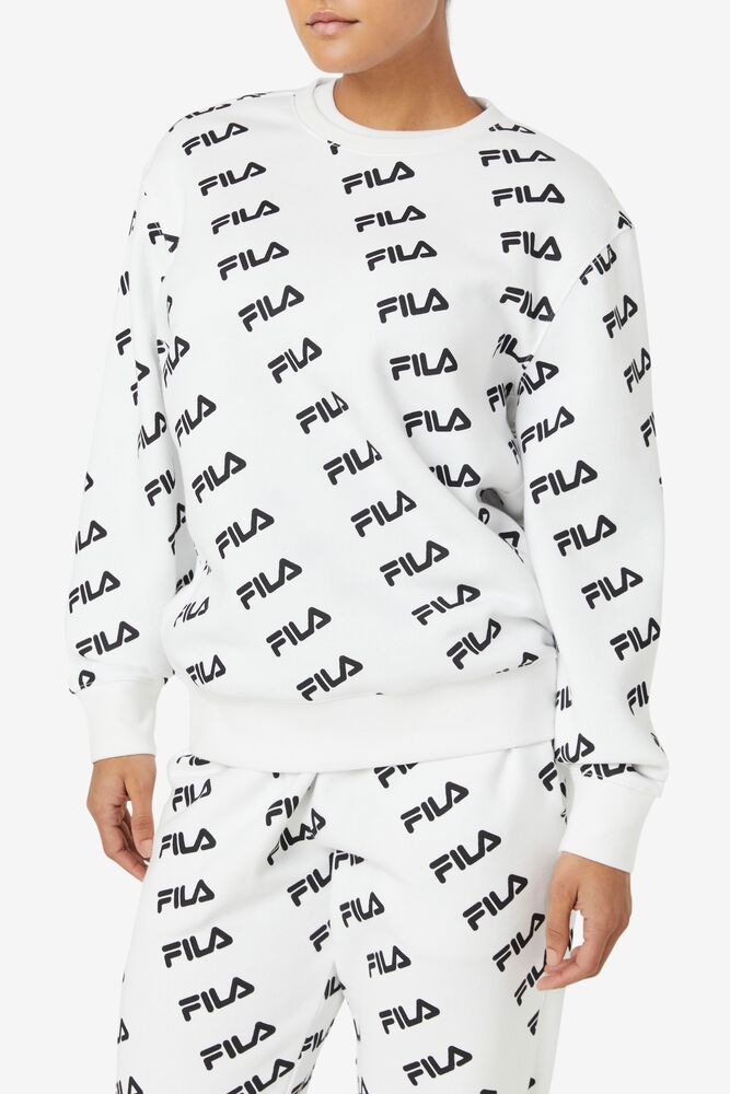 Fila Diagonal Logo Crew Blancas Negras | YDNO37902