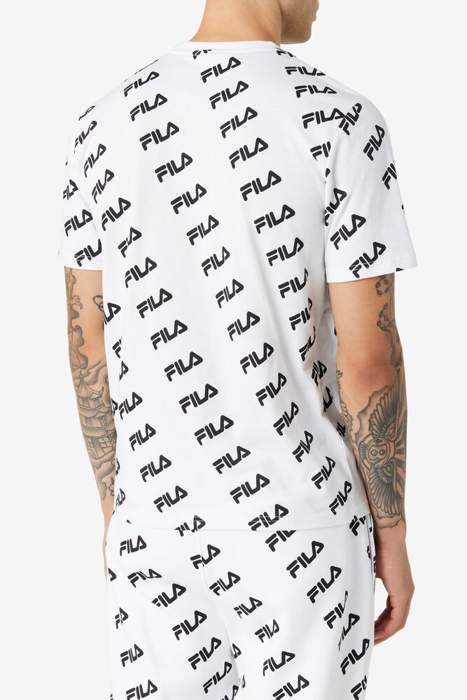 Fila Diagonal Logo Tee Blancas Negras | BLWJ61274