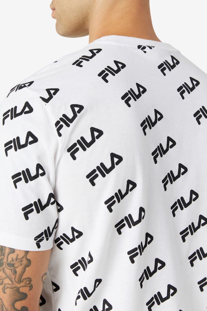 Fila Diagonal Logo Tee Blancas Negras | BLWJ61274