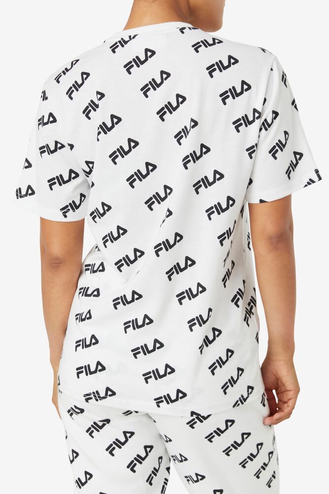 Fila Diagonal Logo Tee Blancas Negras | BLWJ61274