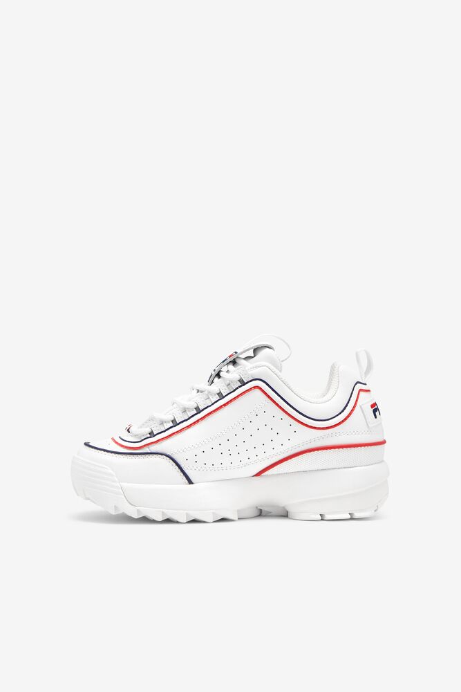 Fila Disruptor 2 Contrast Piping Sneakers Blancas Azul Marino Rojas | PCQY01783