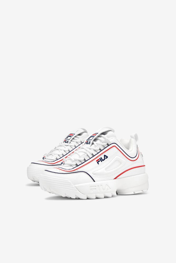 Fila Disruptor 2 Contrast Piping Sneakers Blancas Azul Marino Rojas | PCQY01783