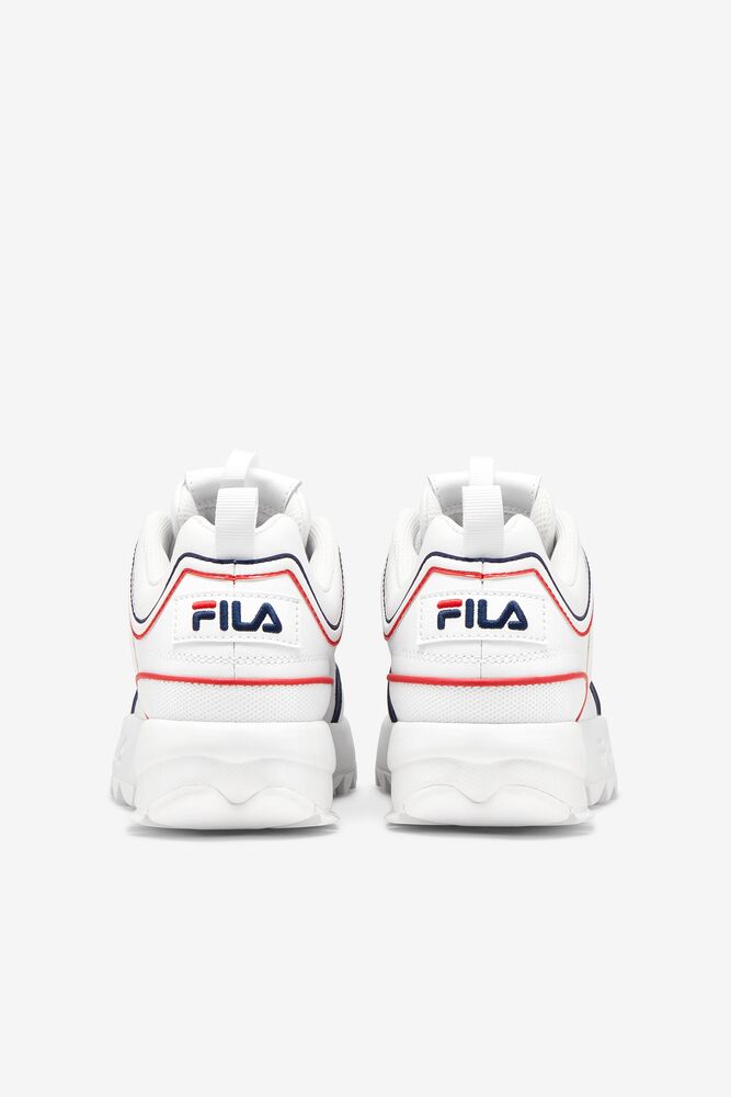 Fila Disruptor 2 Contrast Piping Sneakers Blancas Azul Marino Rojas | PCQY01783