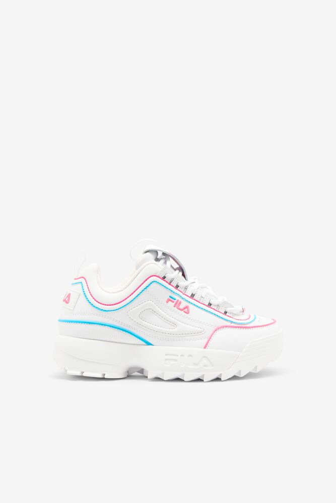 Fila Disruptor 2 Contrast Piping Sneakers Blancas Rosas Azules | RHFX63014