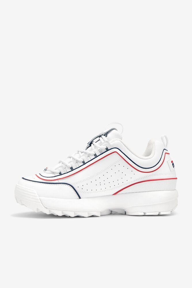 Fila Disruptor 2 Contrast Piping Sneakers Blancas Azul Marino Rojas | BLJU42967