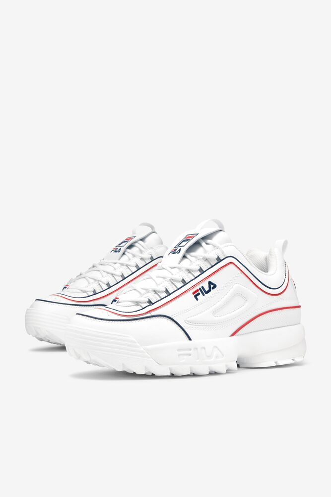 Fila Disruptor 2 Contrast Piping Sneakers Blancas Azul Marino Rojas | BLJU42967