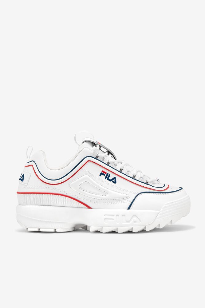 Fila Disruptor 2 Contrast Piping Sneakers Blancas Azul Marino Rojas | BLJU42967