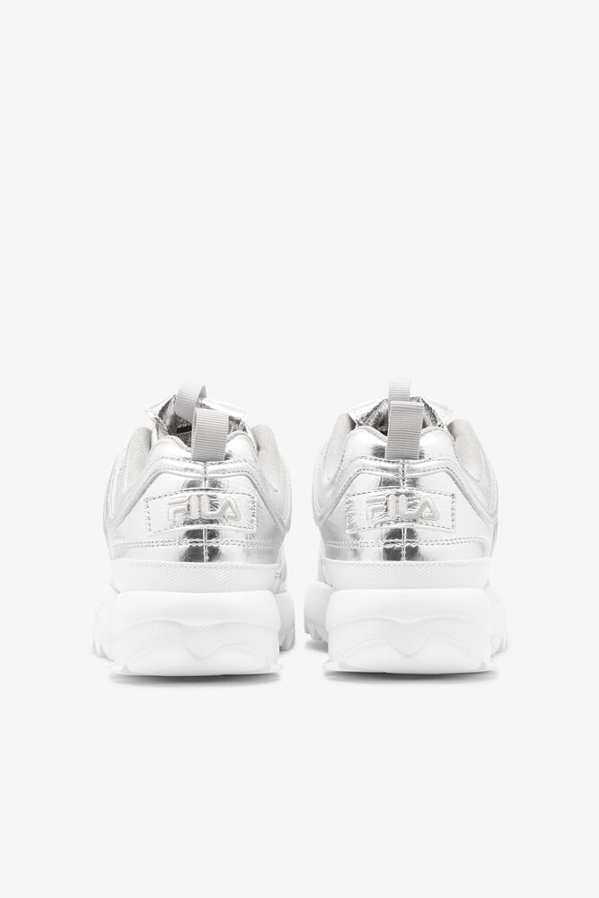 Fila Disruptor 2 Creased Metallic Sneakers Plateadas Plateadas Blancas | QXYG13027