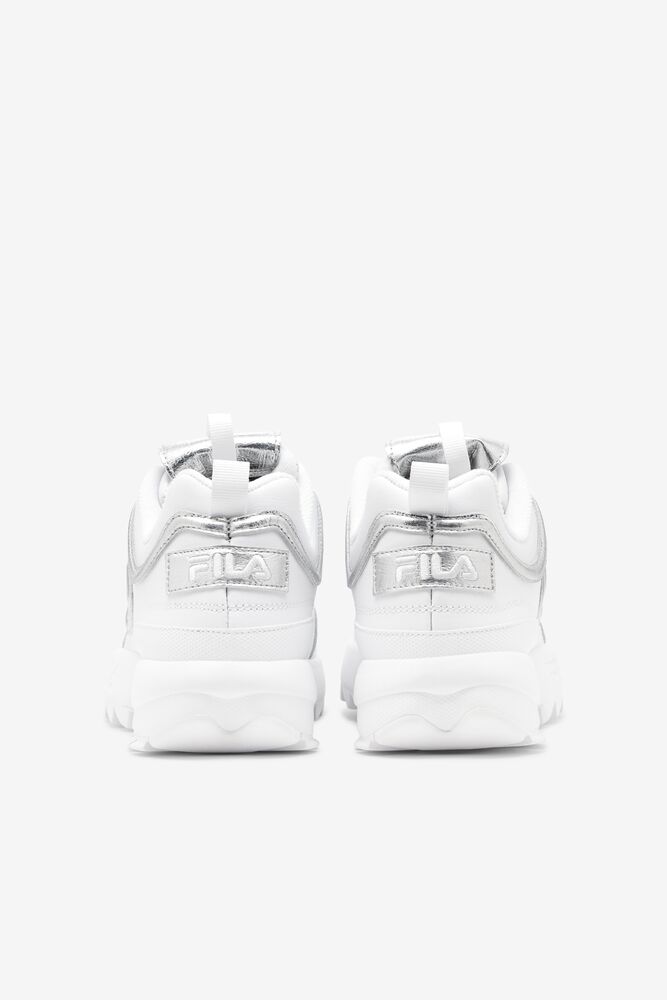 Fila Disruptor 2 Creased Metallic Sneakers Blancas Blancas Plateadas | AOLV54793