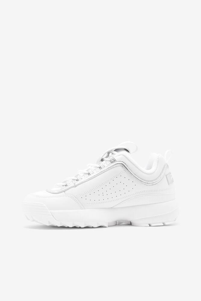 Fila Disruptor 2 Creased Metallic Sneakers Blancas Blancas Plateadas | AOLV54793