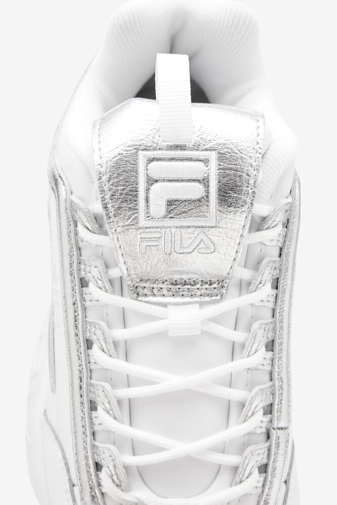 Fila Disruptor 2 Creased Metallic Sneakers Blancas Blancas Plateadas | AOLV54793