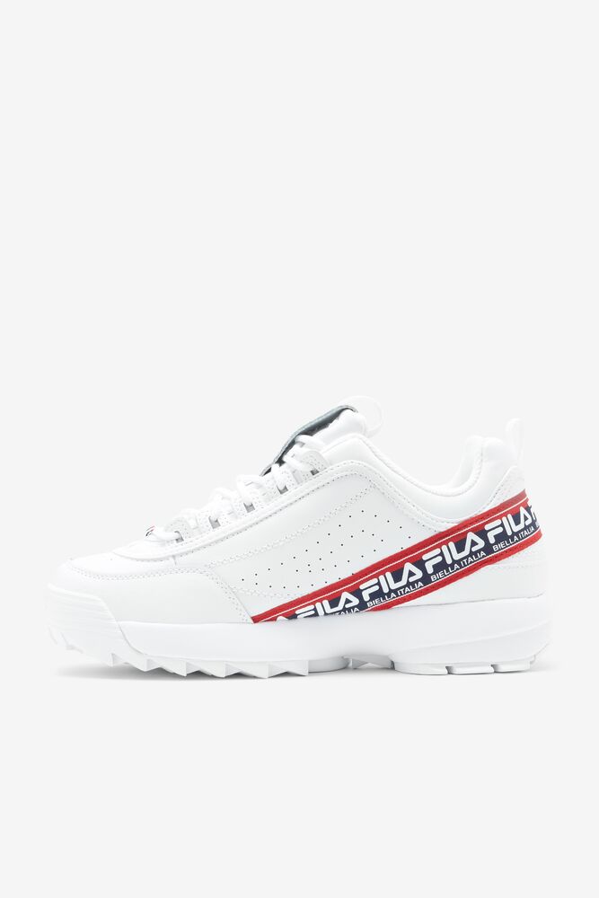 Fila Disruptor 2 Premium Logo Tape Sneakers Blancas Azul Marino Rojas | GUWC72605