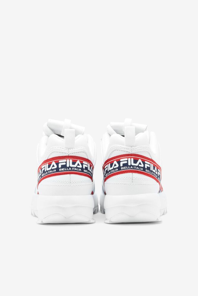 Fila Disruptor 2 Premium Logo Tape Sneakers Blancas Azul Marino Rojas | GUWC72605