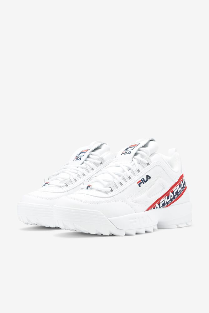 Fila Disruptor 2 Premium Logo Tape Sneakers Blancas Azul Marino Rojas | GUWC72605