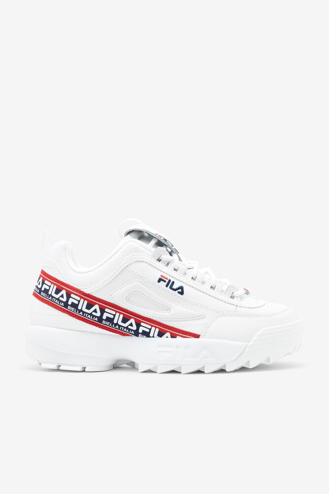 Fila Disruptor 2 Premium Logo Tape Sneakers Blancas Azul Marino Rojas | GUWC72605