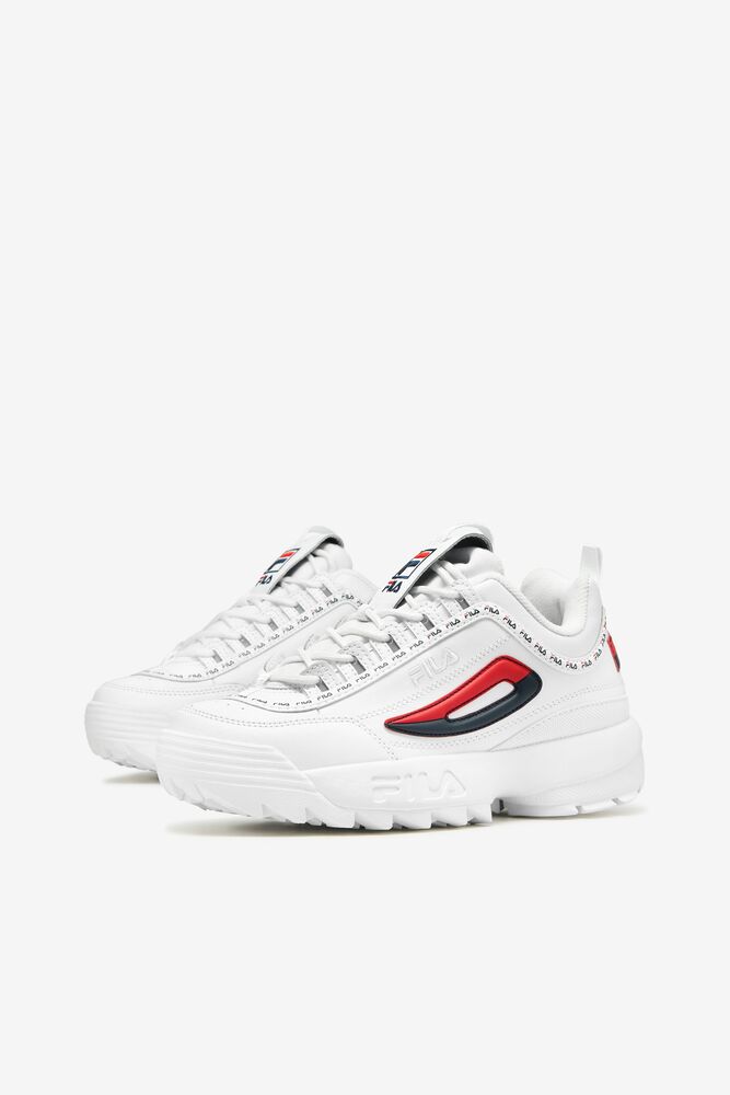 Fila Disruptor 2 Premium Repeat Chunky Sneakers Blancas Azul Marino Rojas | CLBD47981