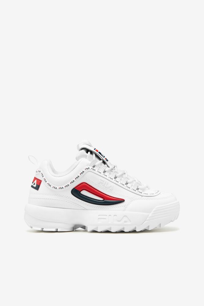 Fila Disruptor 2 Premium Repeat Chunky Sneakers Blancas Azul Marino Rojas | CLBD47981